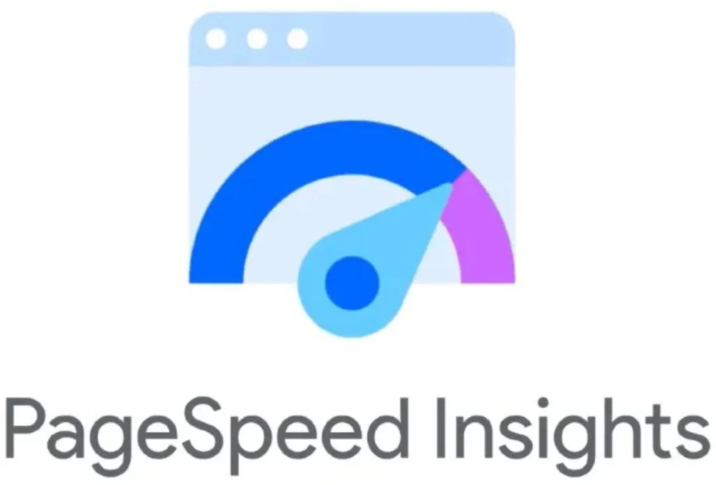 PageSpeed Insights logo with a speedometer showing performance levels.