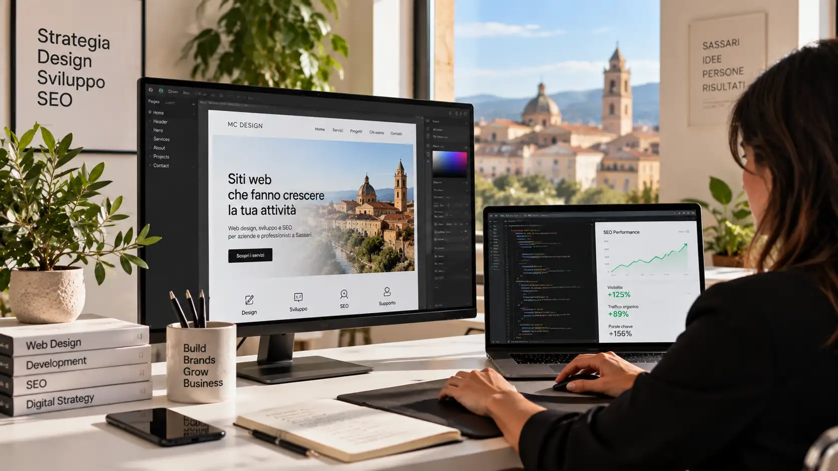 Web designer al lavoro su un progetto digitale