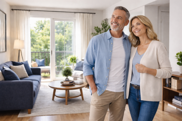 Couple standing in a bright rental apartment, representing renters insurance protection, comfort, and peace of mind at home | Timothy Doud | Allstate