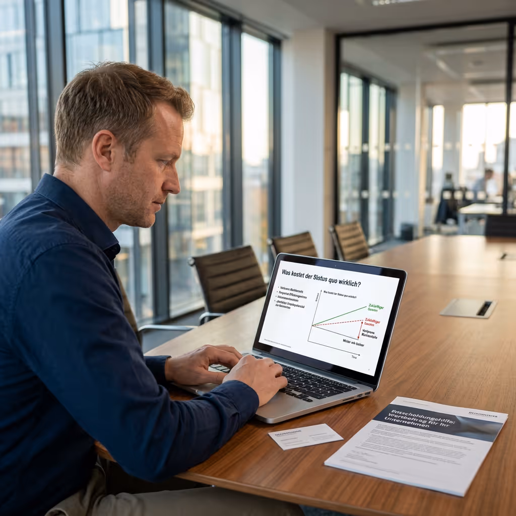 Executive reading a sales presentation silently