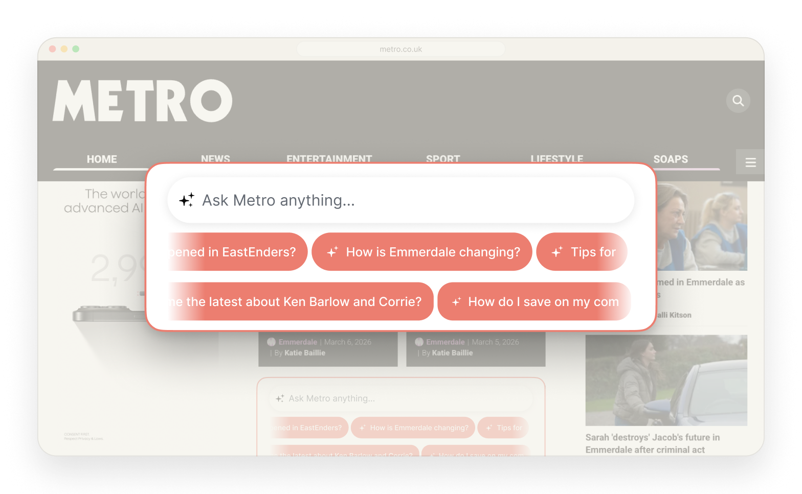 Metro article page with the Ask Metro widget