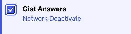 Gist Answers in the Network Admin plugins list, with the Network Deactivate link under its name