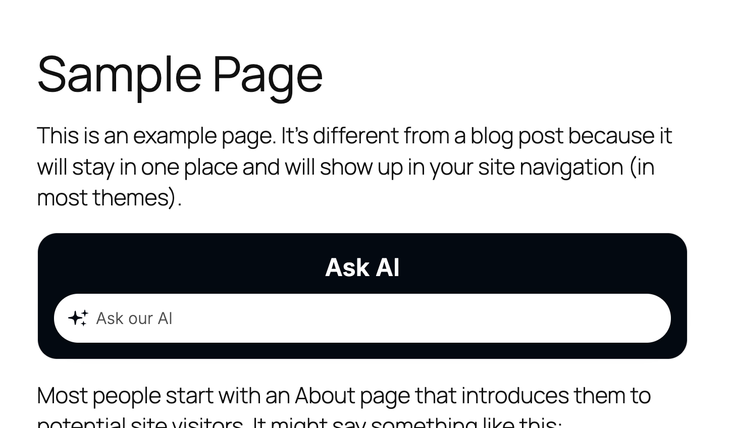 Live question widget on a site page