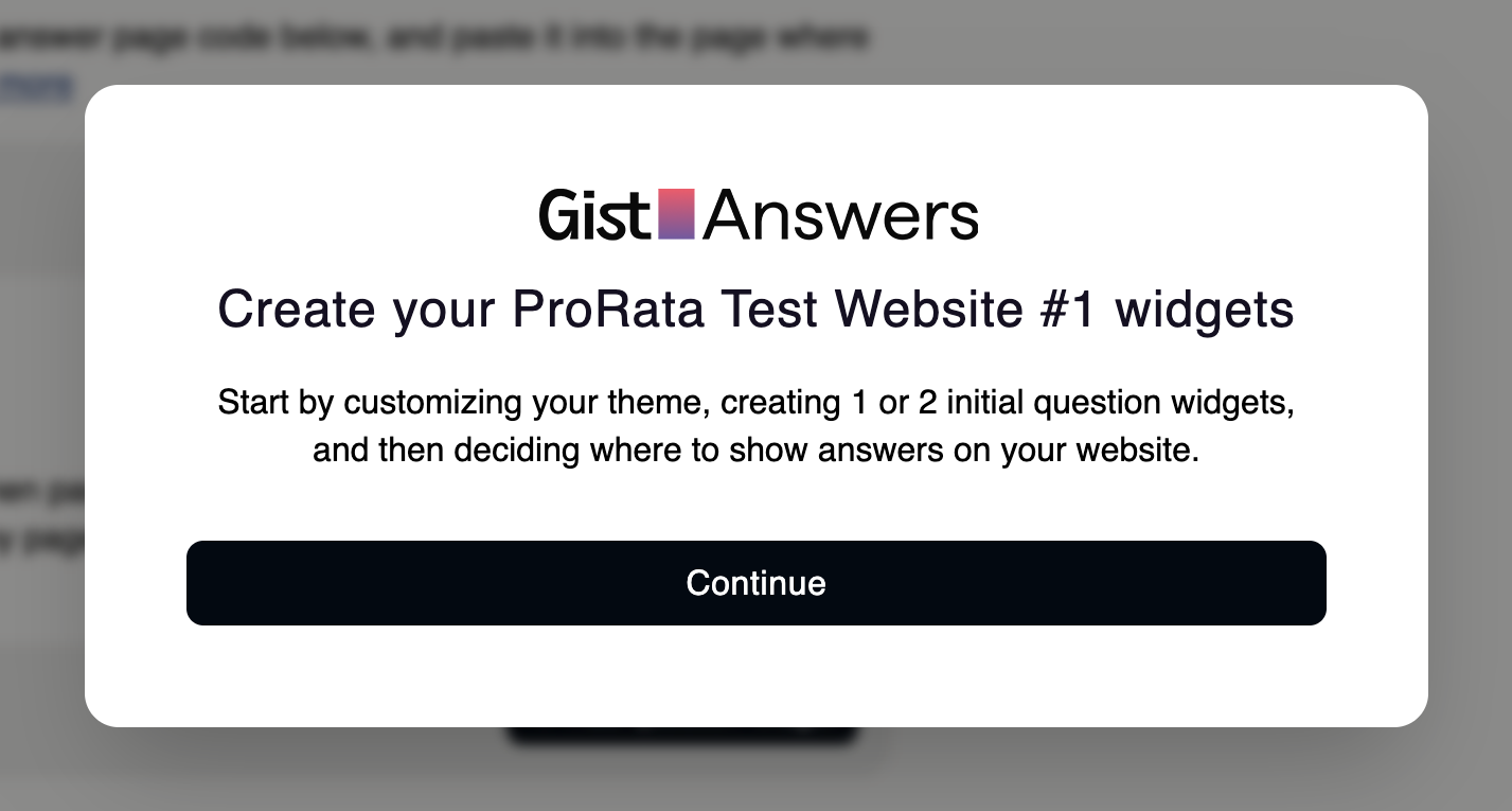 Create your site widgets dialog