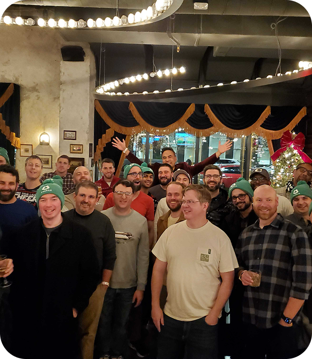 Men from the Choros community socializing at a meetup