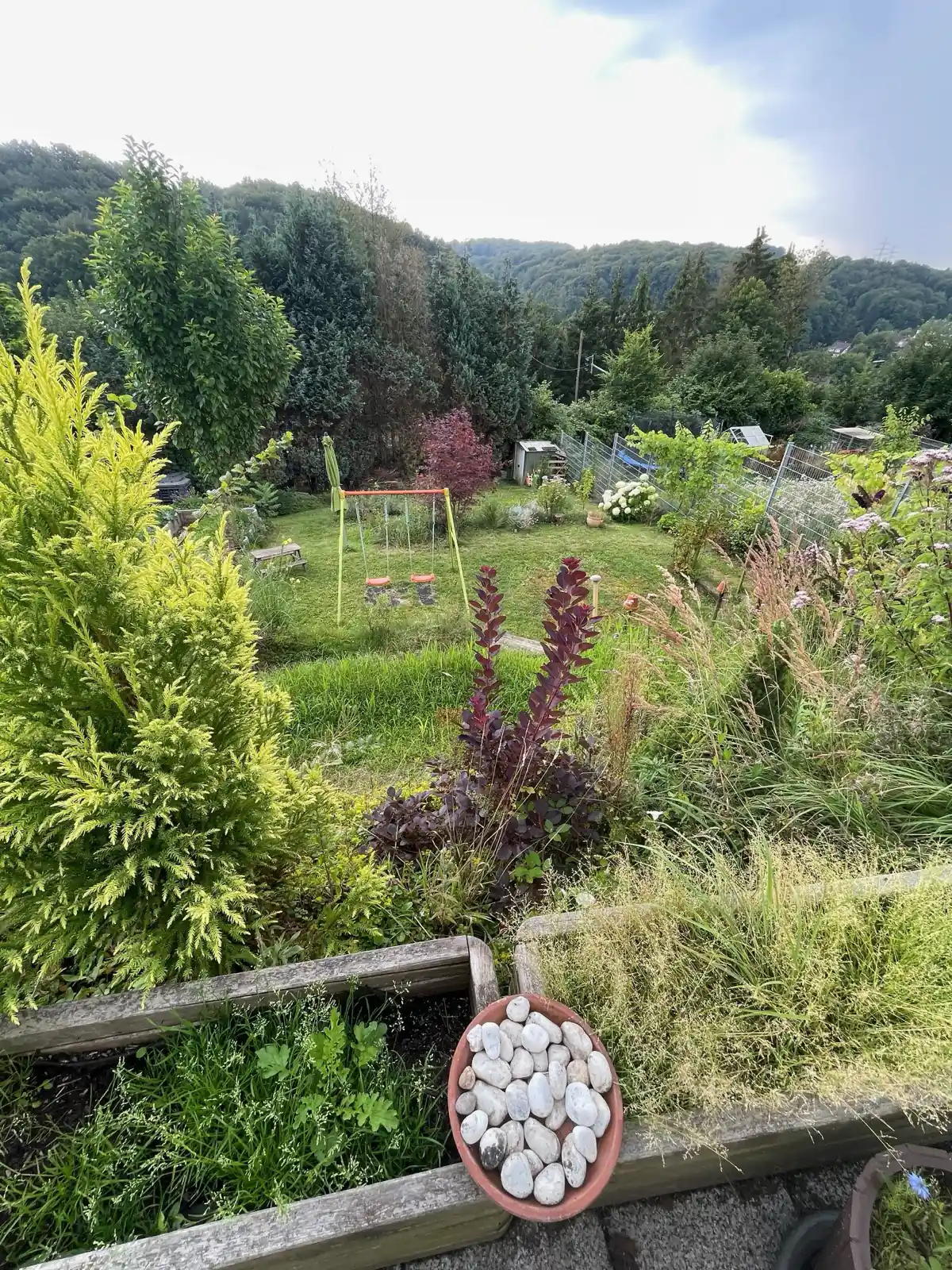 Blick in den Garten, Einfamilienhaus in Overath