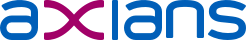 Axians company logo in blue and pink colors.