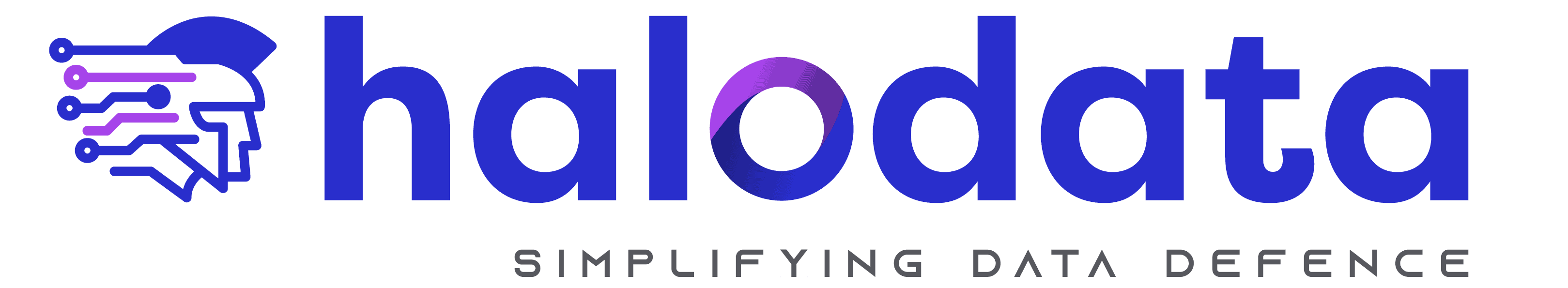 Halodata logo with stylized Spartan helmet and tagline Simplifying Data Defence