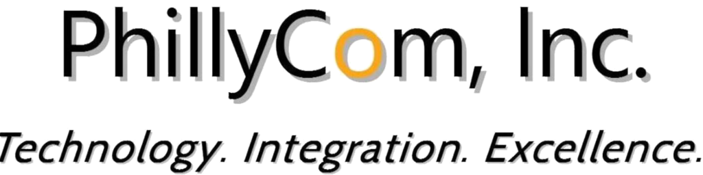 PhillyCom, Inc. logo with the tagline Technology. Integration. Excellence.