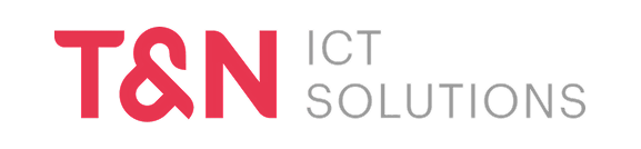 T&N ICT Solutions company logo with T&N in red and ICT Solutions in gray text.