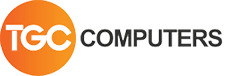 TGC Computers logo with stylized white TGC letters inside an orange circle and COMPUTERS in black text.