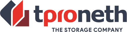 TPRONETH company logo with stylized red and dark gray geometric design and text.