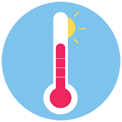 A thermometer with degrees half way up representing warm sales leads