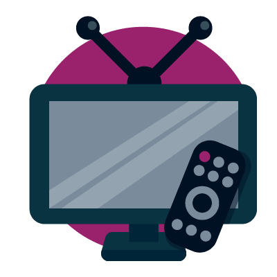 a tv with an antenna and remove representing broadcast TV advertising