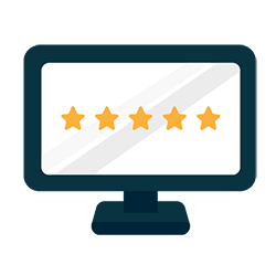 a computer screen showing a 5 star review