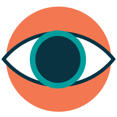 An illustrated closeup of an eye