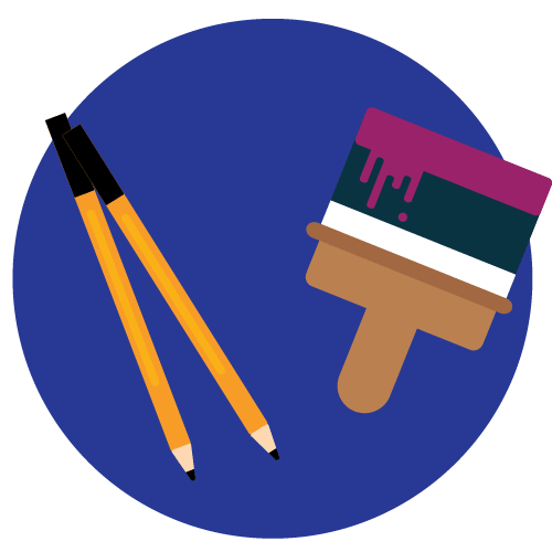 Pencils and a paintbrush
