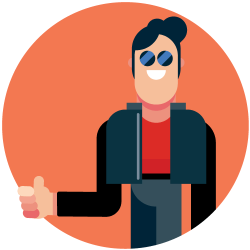 A confident man in sunglasses giving a thumbs up