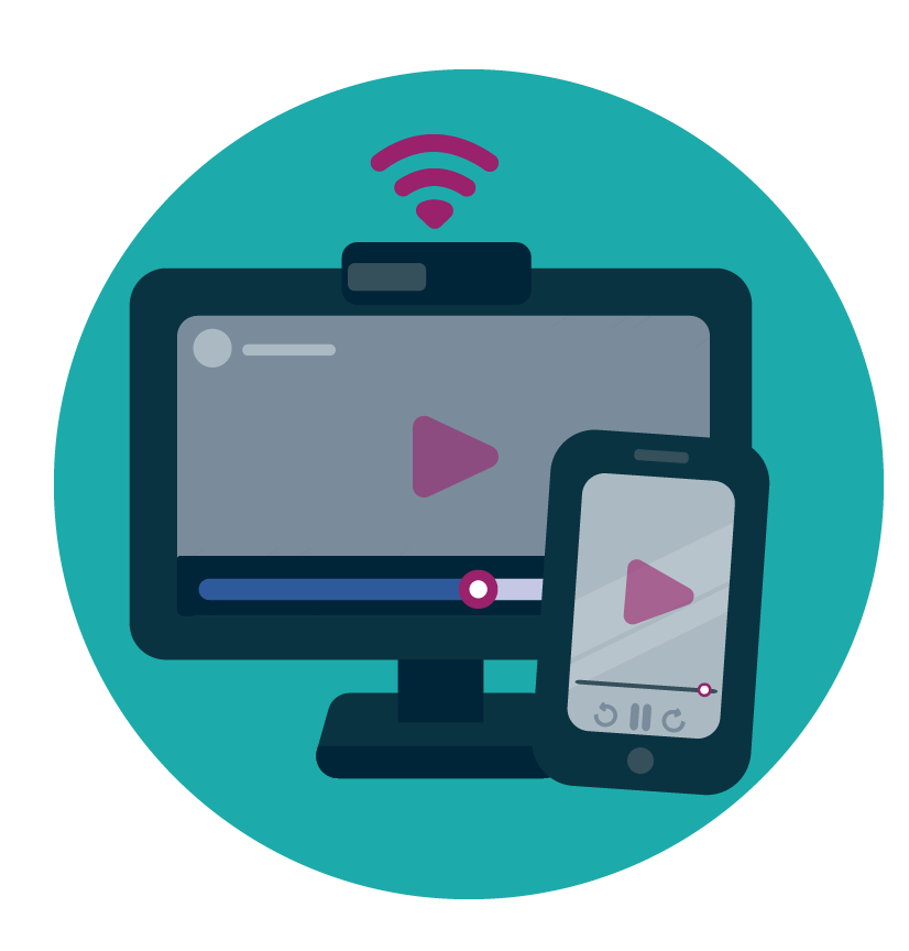 Streaming video playing on a TV and a phone