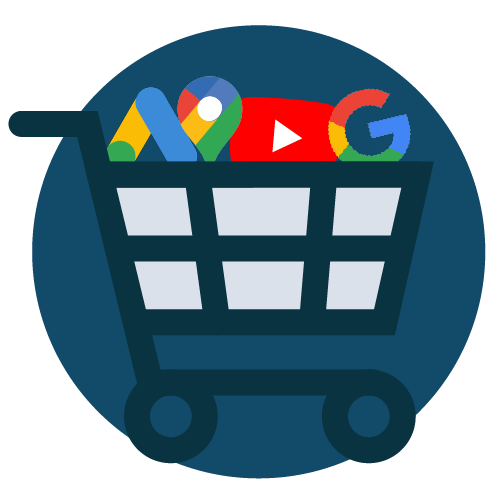 Logos for Google ad networks in a shopping cart