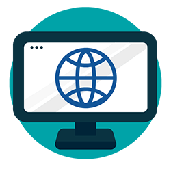 An illustration of a web browser on a computer screen