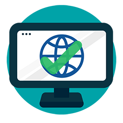 An illustration of web browser with a green checkmark