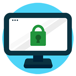An illustration of web browser with a green lock