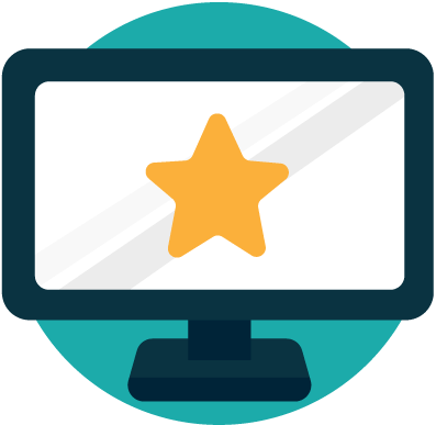 An illustration of computer screen with a gold star