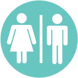 An illustration of a restroom sign