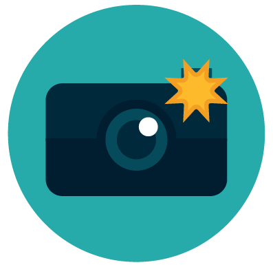 An illustration of a camera taking a picture