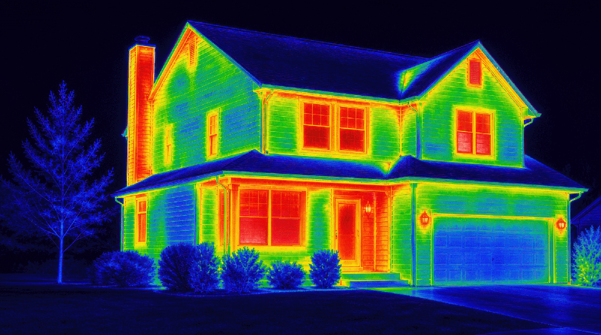 Analyse thermique d'un bâtiment réalisée par drone.