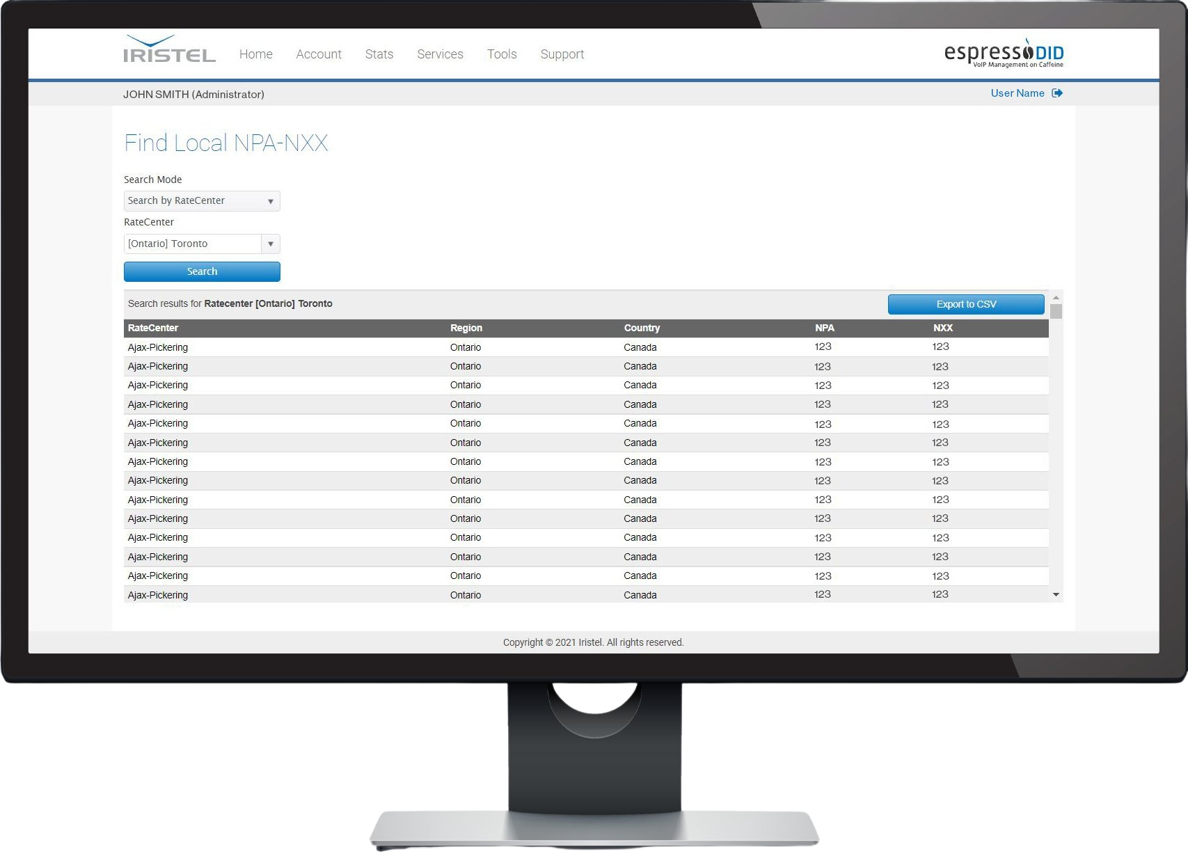 Iristel analytics and reporting dashboard