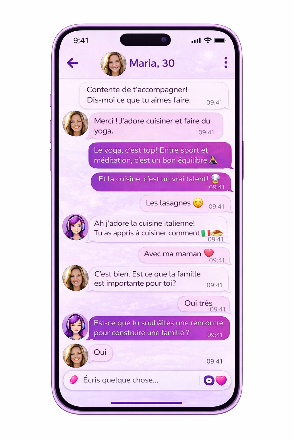 La discussion entre un utilisateur et un l'agent matrimonial
