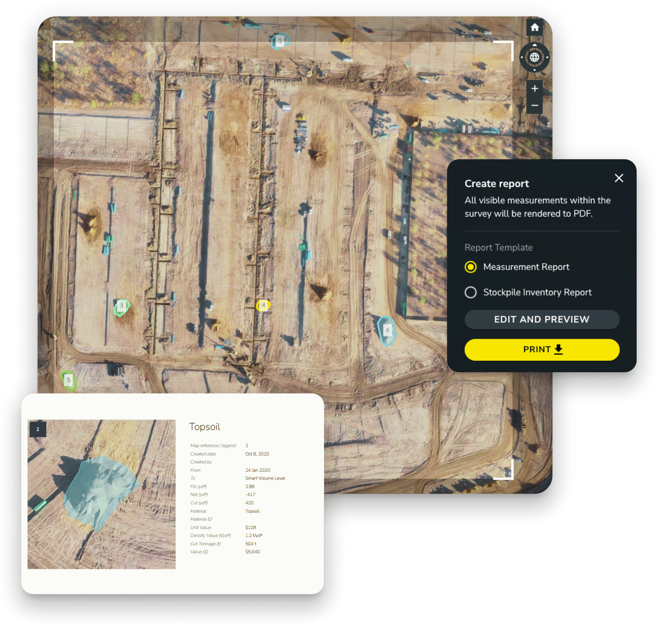 Propeller drone mapping worksite