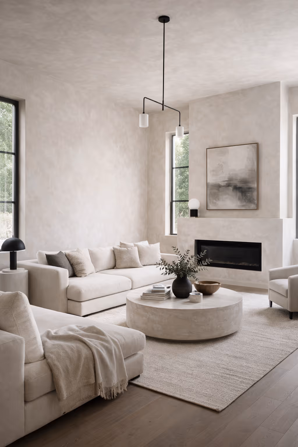 Limewash wall finish showing natural texture and tonal variation in natural light