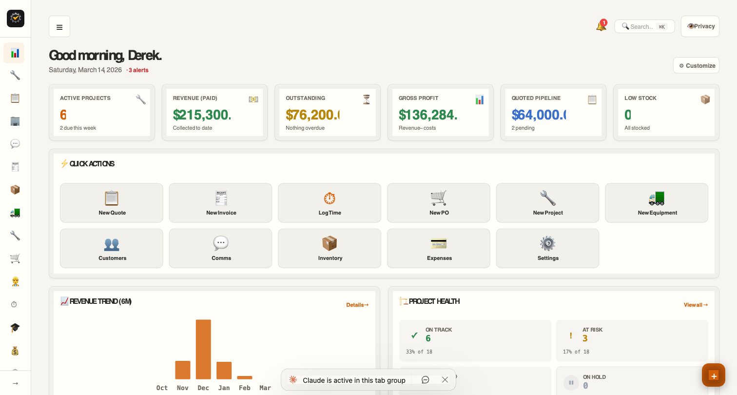 Grayline ERP Dashboard