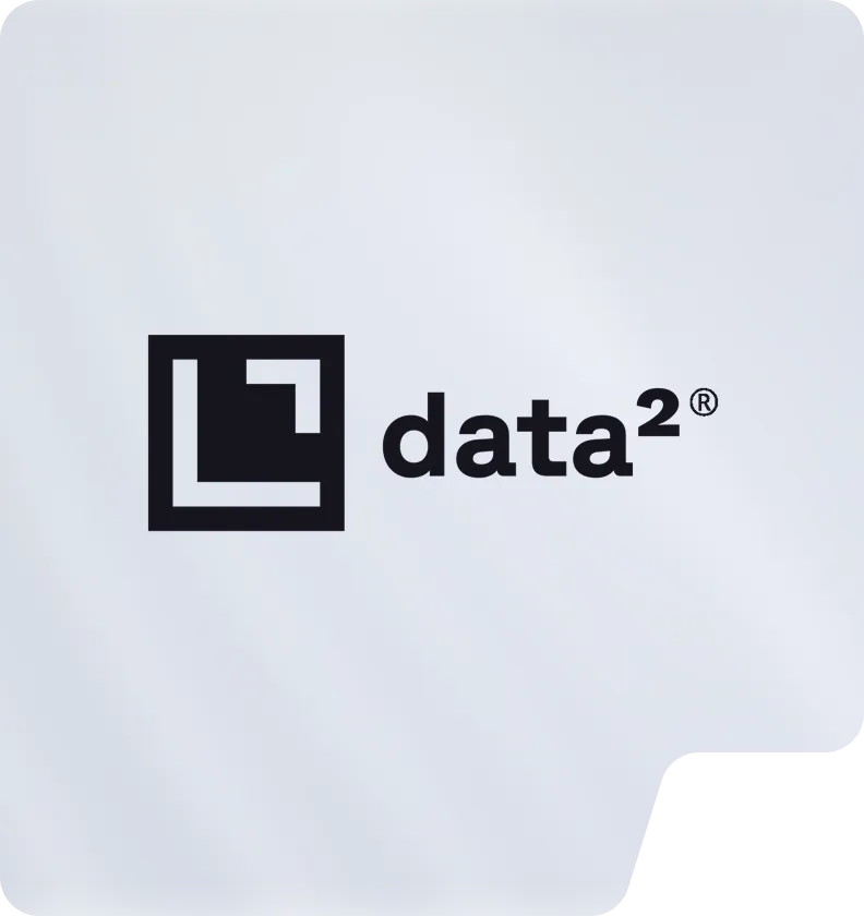 Data2 company logo with a stylized black square design and the text data2 registered trademark.