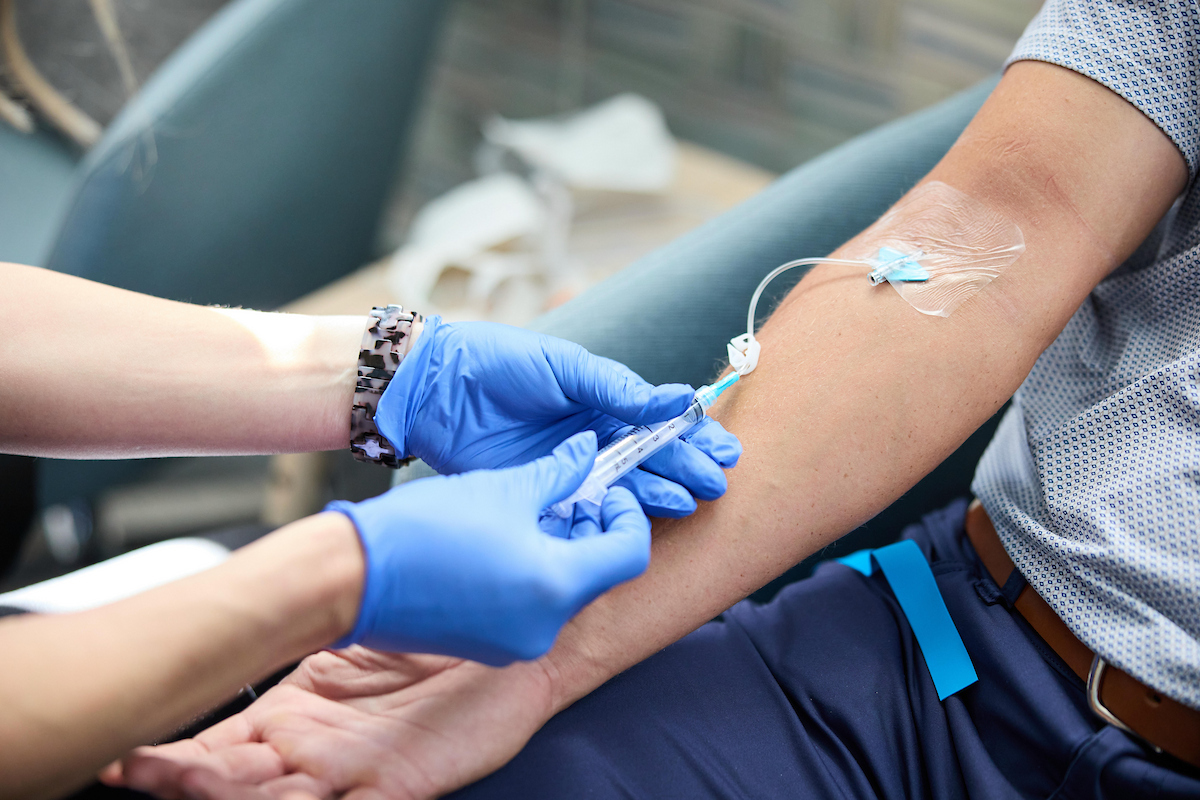 patient receiving iv iron infusion in arm