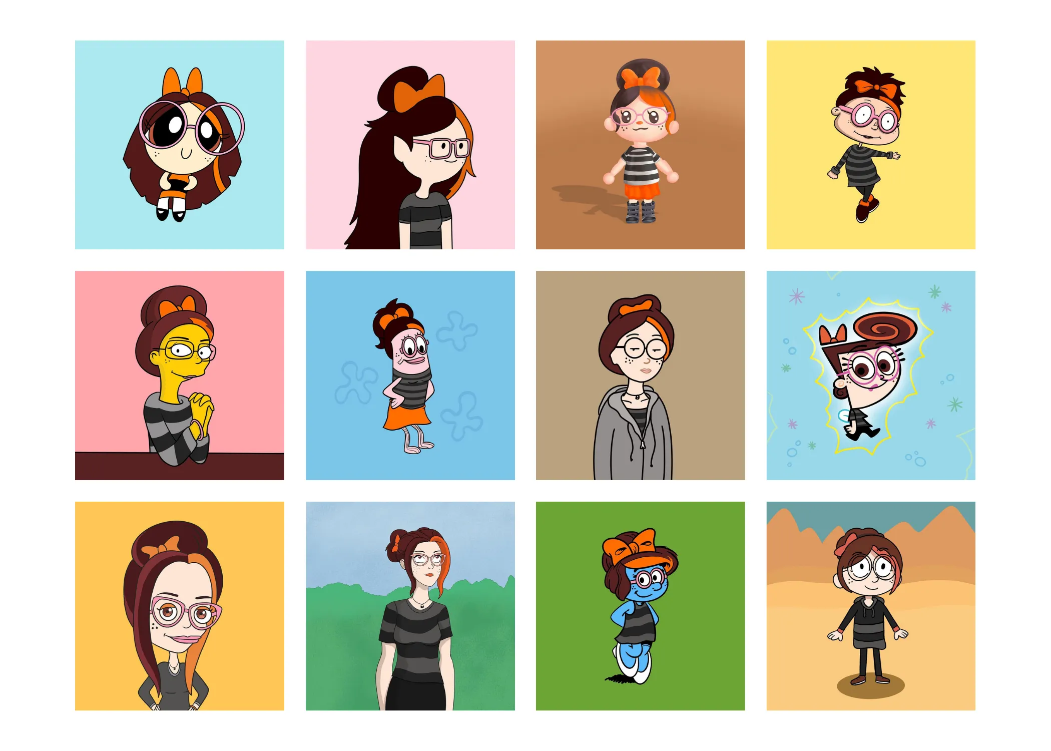 "In The Style Of..." was a 30 day drawing challenge where I illustrated myself as different popular cartoons, by TheThumbprint