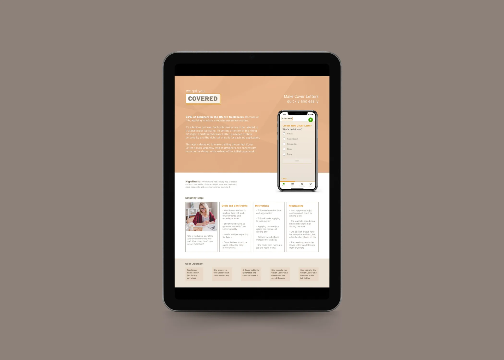 Covered App Concept Design -- AI Generated Cover Letters by TheThumbprint