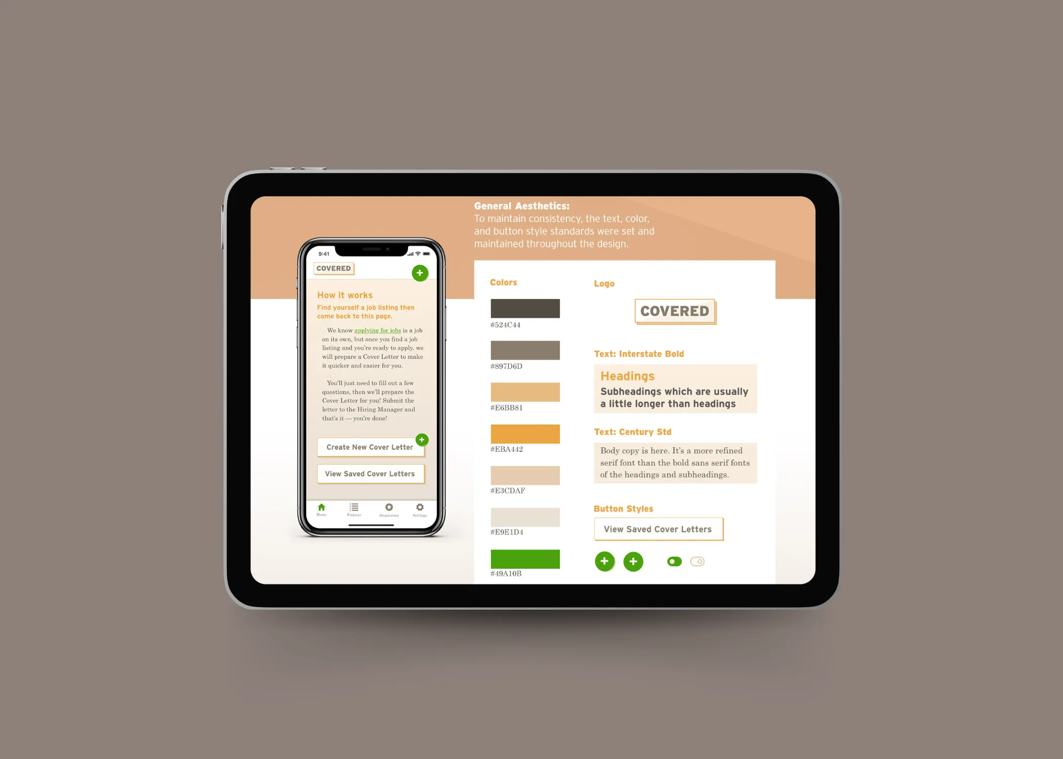Covered App Concept Design -- AI Generated Cover Letters by TheThumbprint