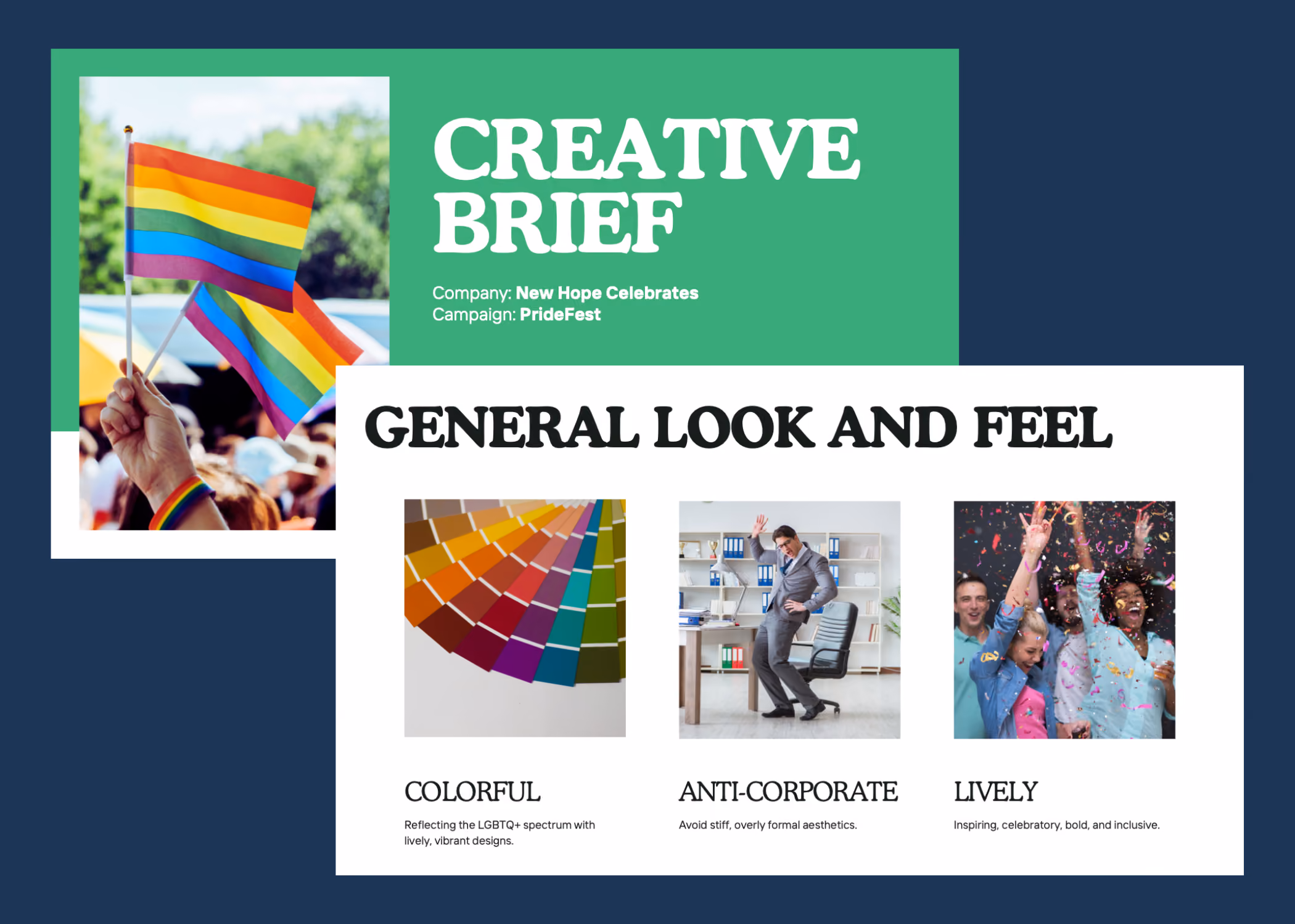 Creative Brief for New Hope Celebrates design client for their 2025 PrideFest.