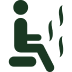 Icon of a person sitting with steam rising, representing a sauna or steam room.