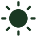 Dark green sun icon with eight short rays.