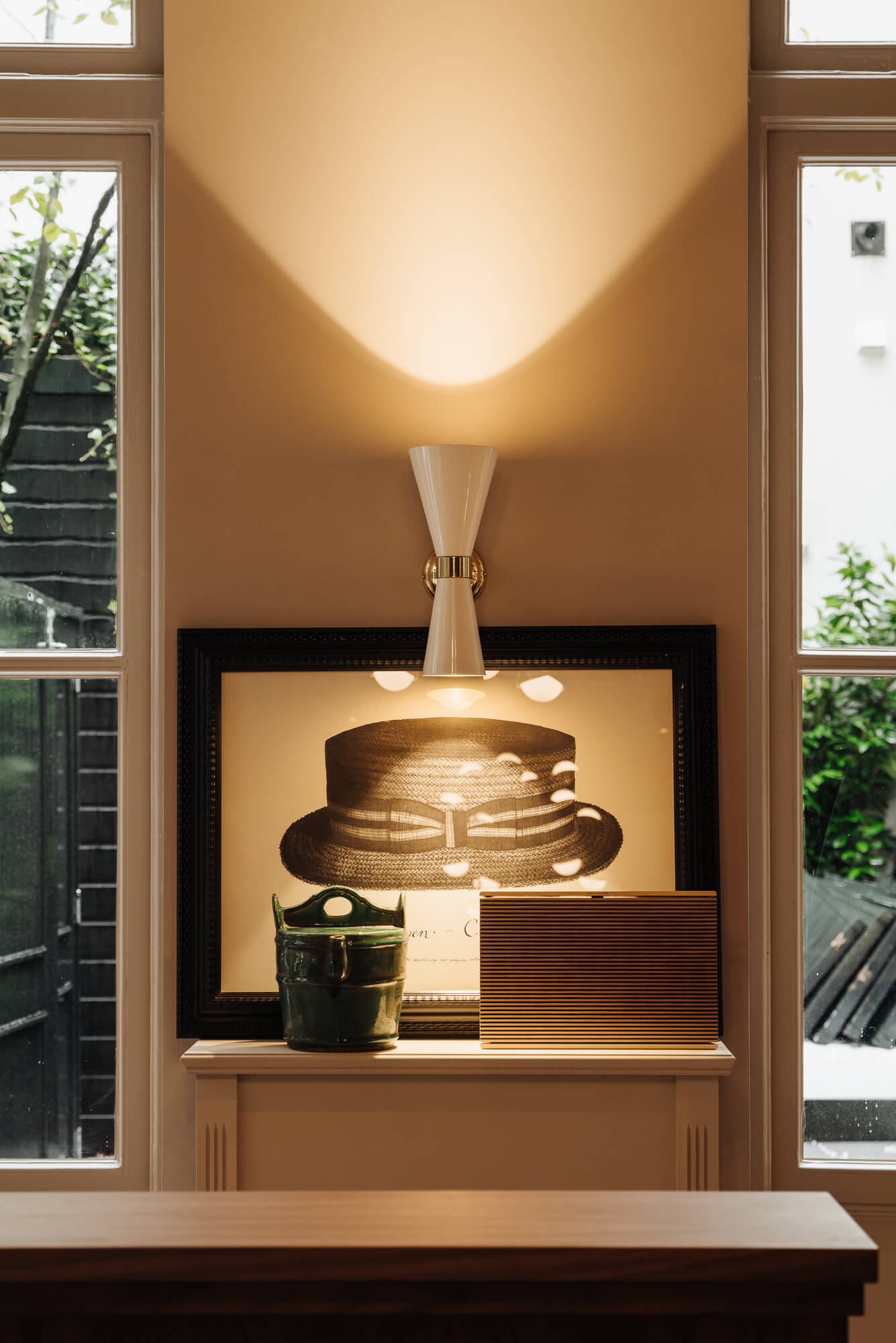 Interior design detail at Hotel 717 Amsterdam with artwork and lighting by HIP Studio