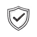Shield outline with a checkmark inside symbolizing protection or security.