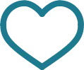 Blue outline of a heart icon on white background.