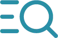 Blue search icon with three horizontal lines on the left.