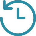 Clock with an arrow circling counterclockwise, symbolizing time or history.