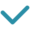 Dark blue check mark icon angled downward to the left.